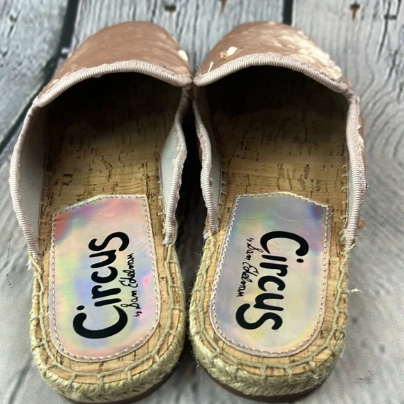 CIRCUS BY SAM EDELMAN LEANNE Rose Gold Silver Mermaid Sequin Slip On Flats - Picture 13 of 17